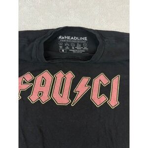 Fauci AC DC Headline Shirt S Black Graphic Print Rock Band Style Tee